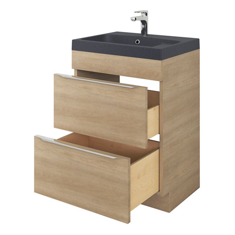 GoodHome Mila møbelvask 60 cm sort metalik