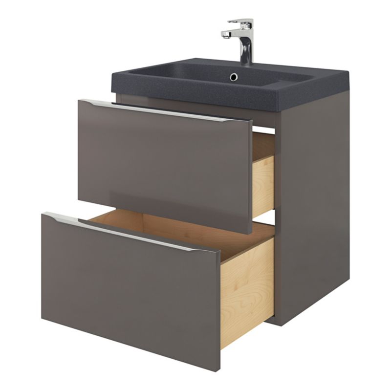 GoodHome Mila møbelvask 60 cm sort metalik