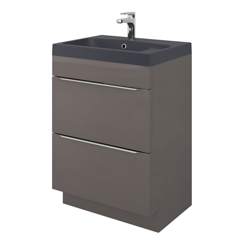 GoodHome Mila møbelvask 60 cm sort metalik