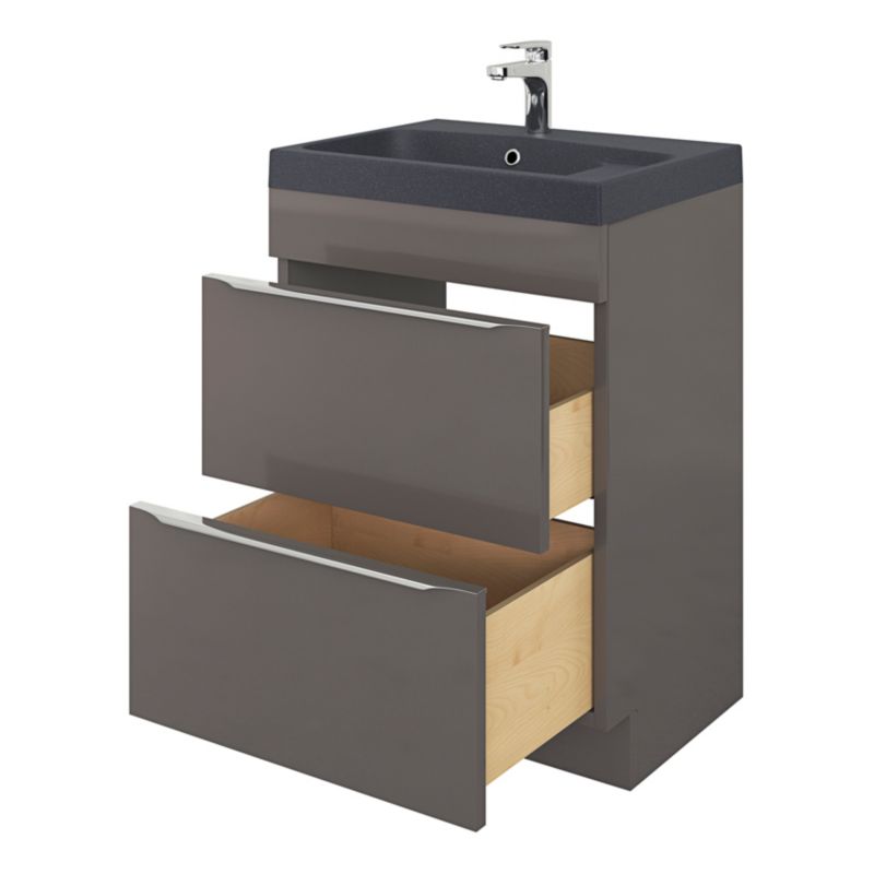 GoodHome Mila møbelvask 60 cm sort metalik