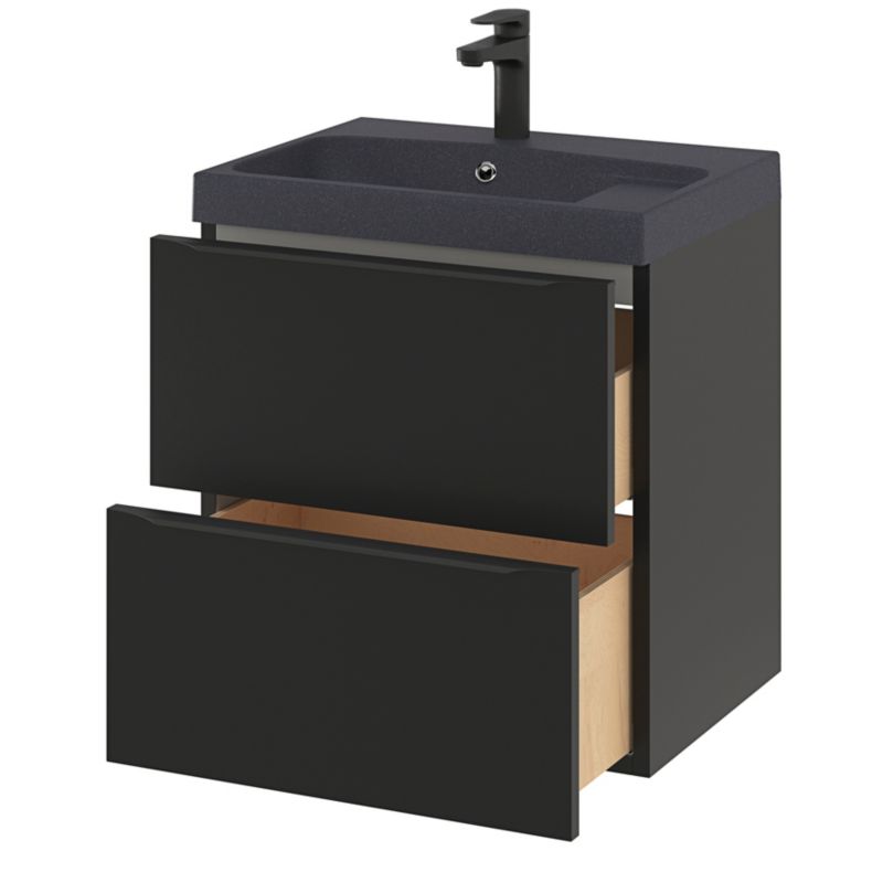 GoodHome Mila møbelvask 60 cm sort metalik