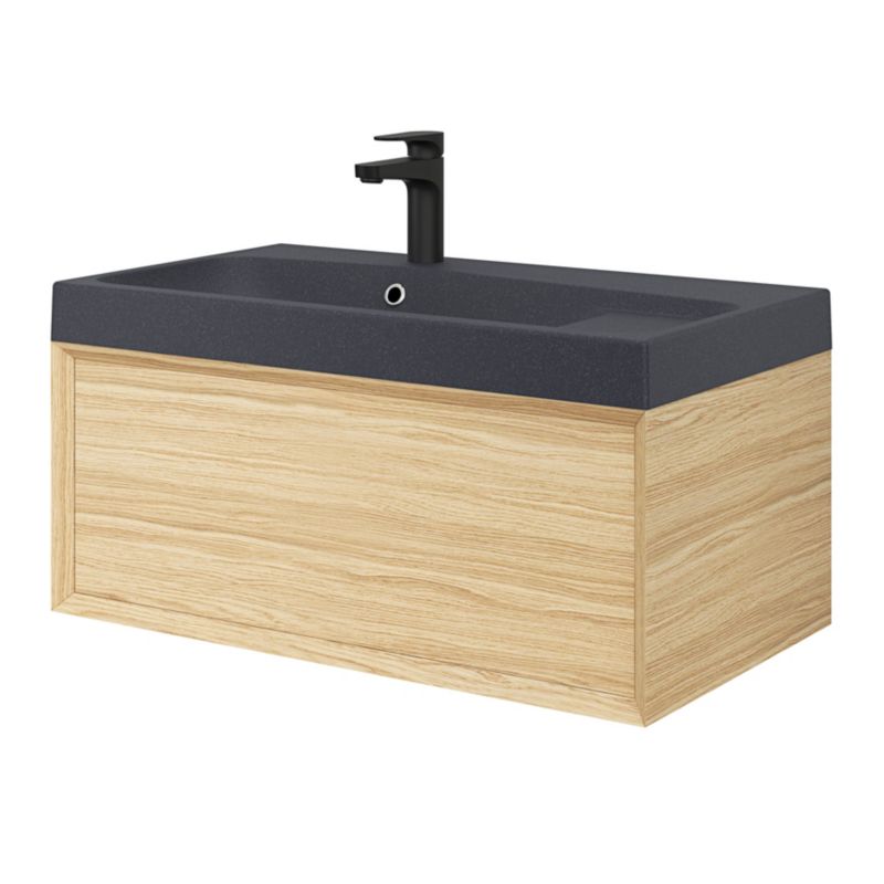 GoodHome Mila møbelvask 80 cm mat-sort metalik