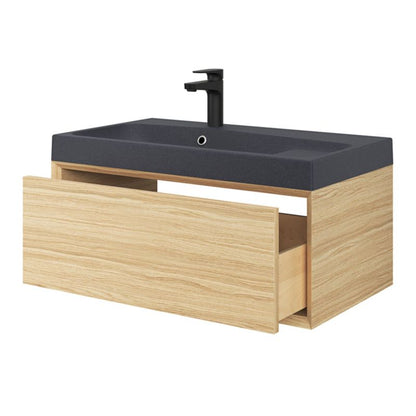 GoodHome Mila møbelvask 80 cm mat-sort metalik