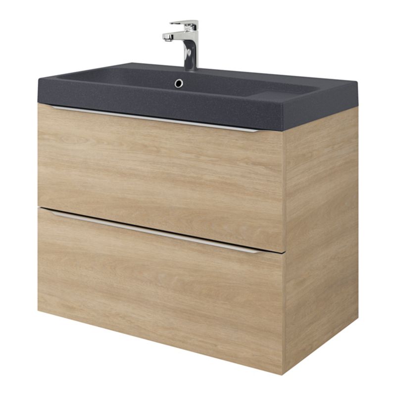 GoodHome Mila møbelvask 80 cm mat-sort metalik
