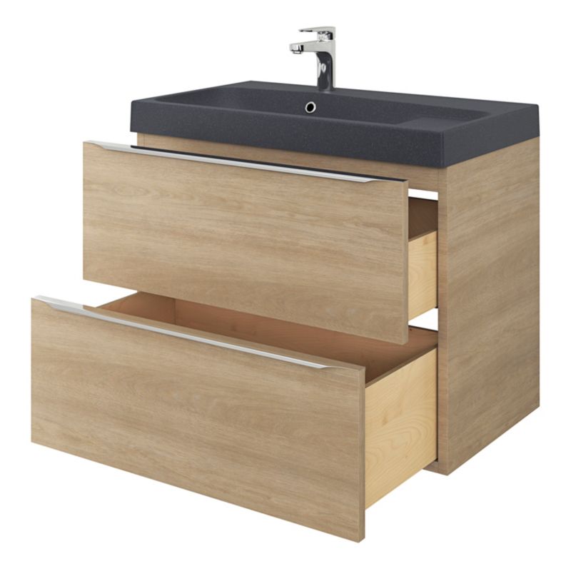 GoodHome Mila møbelvask 80 cm mat-sort metalik