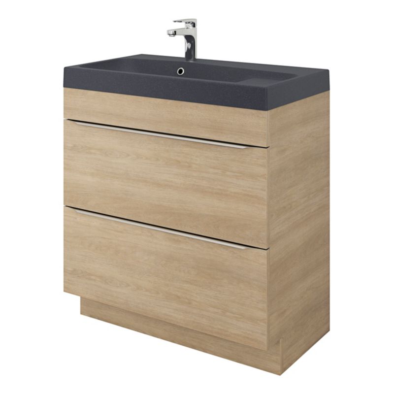 GoodHome Mila møbelvask 80 cm mat-sort metalik
