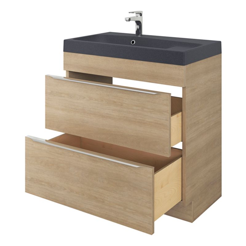 GoodHome Mila møbelvask 80 cm mat-sort metalik