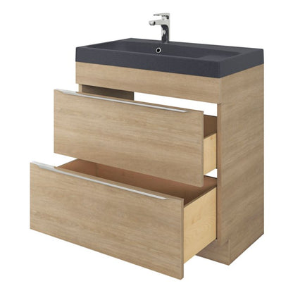 GoodHome Mila møbelvask 80 cm mat-sort metalik