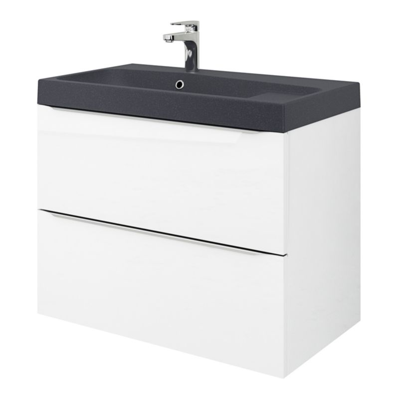 GoodHome Mila møbelvask 80 cm mat-sort metalik