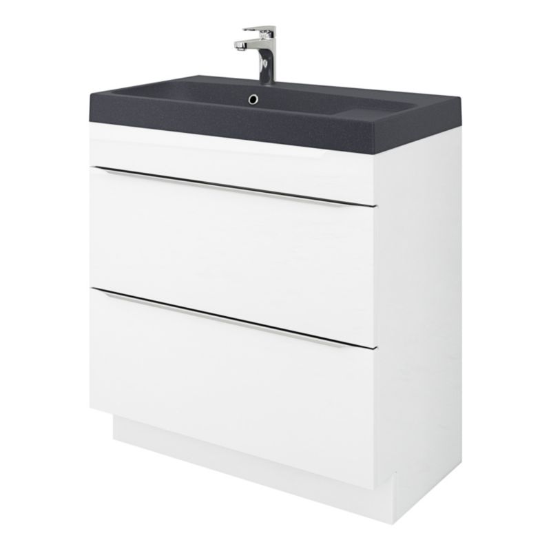 GoodHome Mila møbelvask 80 cm mat-sort metalik