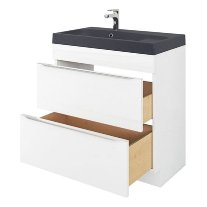 GoodHome Mila møbelvask 80 cm mat-sort metalik