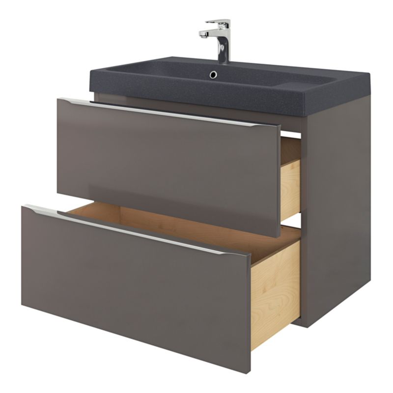 GoodHome Mila møbelvask 80 cm mat-sort metalik