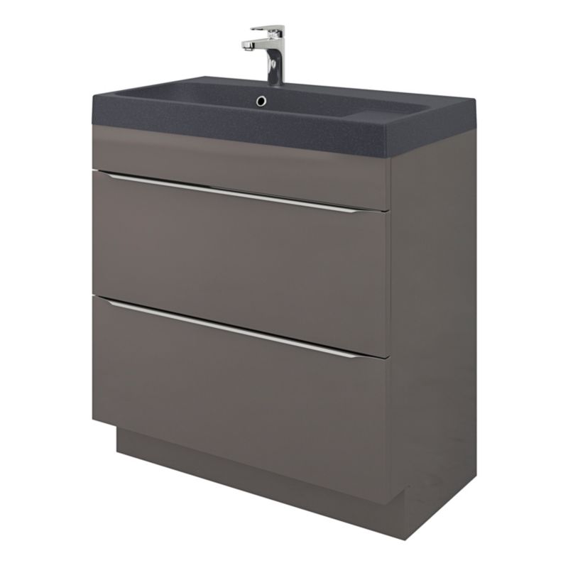 GoodHome Mila møbelvask 80 cm mat-sort metalik