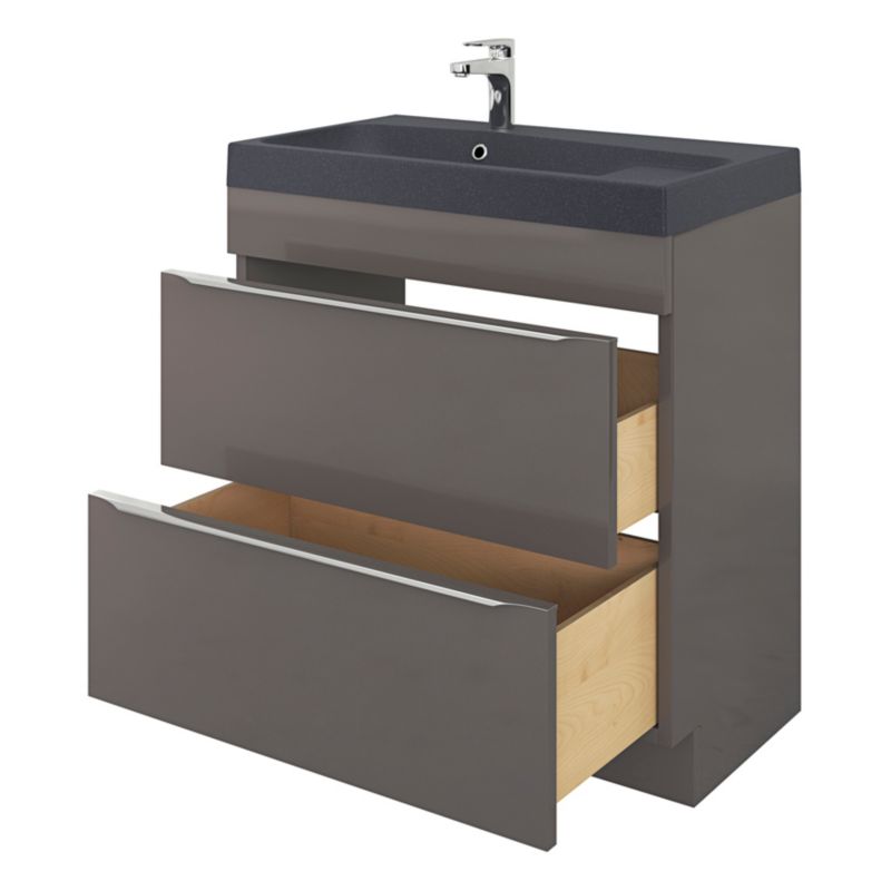 GoodHome Mila møbelvask 80 cm mat-sort metalik