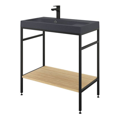 GoodHome Mila møbelvask 80 cm mat-sort metalik