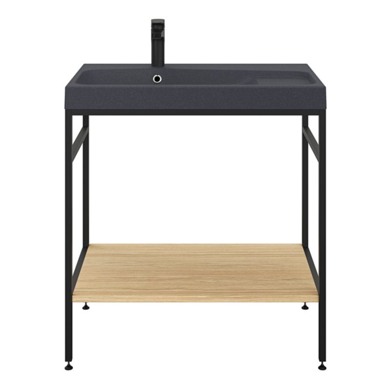 GoodHome Mila møbelvask 80 cm mat-sort metalik