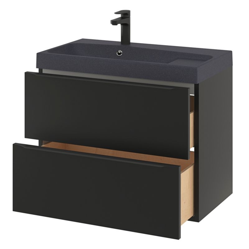 GoodHome Mila møbelvask 80 cm mat-sort metalik