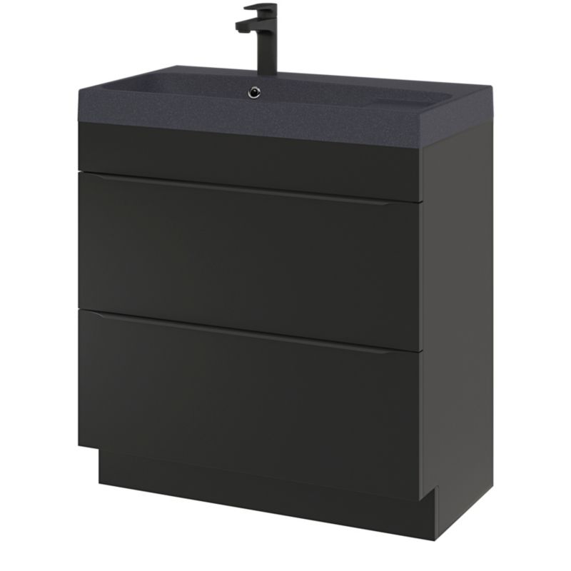 GoodHome Mila møbelvask 80 cm mat-sort metalik