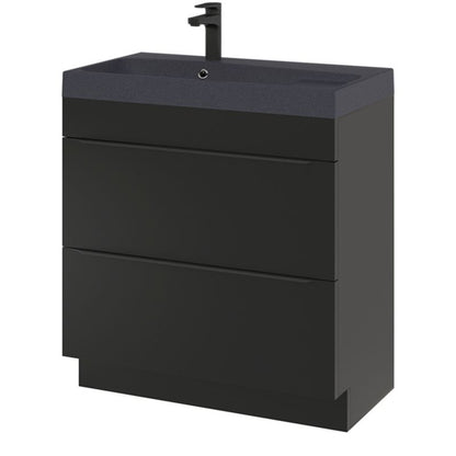 GoodHome Mila møbelvask 80 cm mat-sort metalik