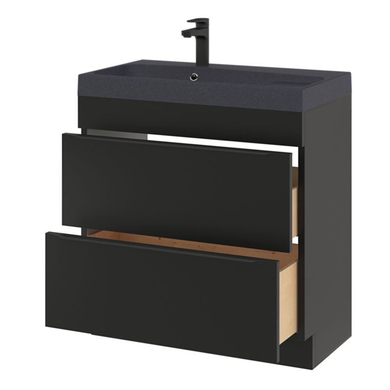 GoodHome Mila møbelvask 80 cm mat-sort metalik