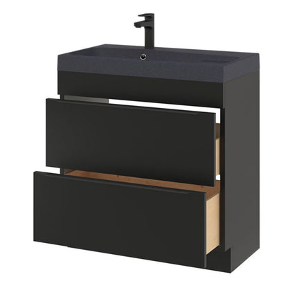 GoodHome Mila møbelvask 80 cm mat-sort metalik