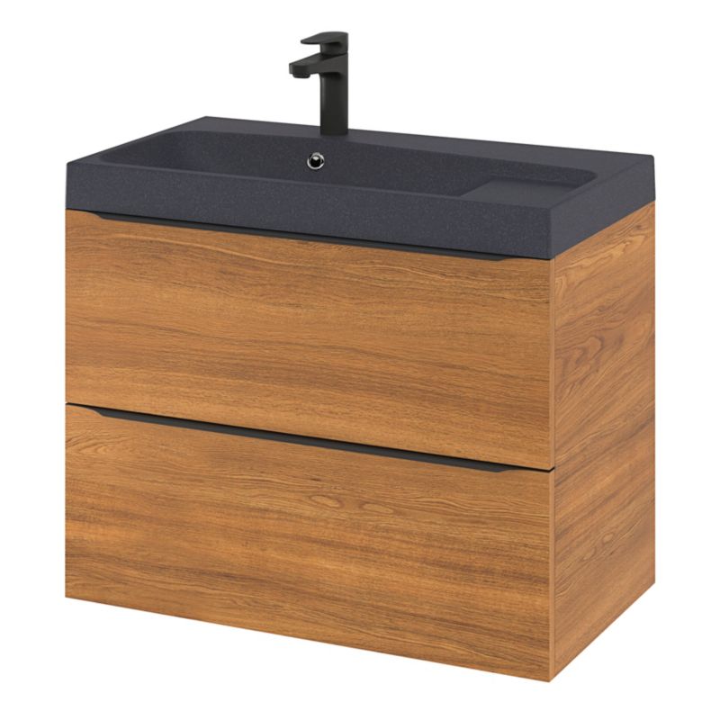 GoodHome Mila møbelvask 80 cm mat-sort metalik