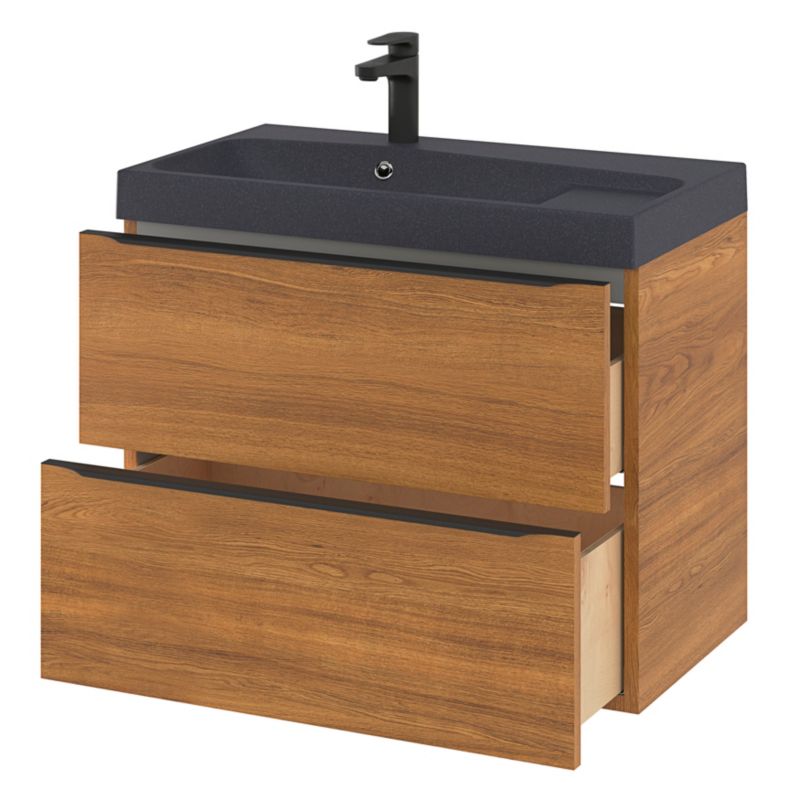 GoodHome Mila møbelvask 80 cm mat-sort metalik