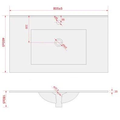 Umywalka Meblowa Formia 80 cm Hvid Keramik