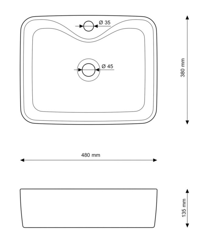 Ceramisk bordvask Avola med armatur og klik-klak bundventil, 1 sæt