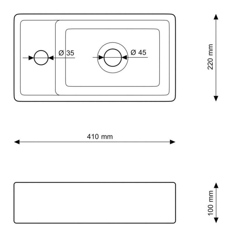 Ceramisk vask til bordmontage Aspra fra Granitan