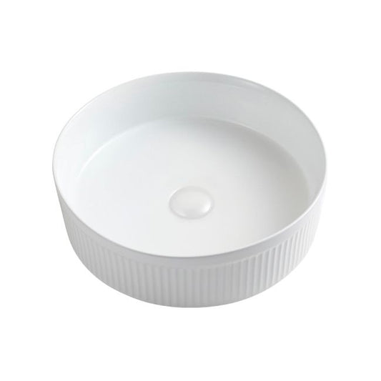 Enya keramisk vask til bordmontage, Ø 36 cm, hvid