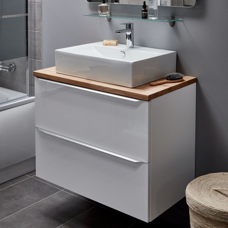 Ceramisk bordmonteret vask GoodHome Albena 54 x 40 cm hvid