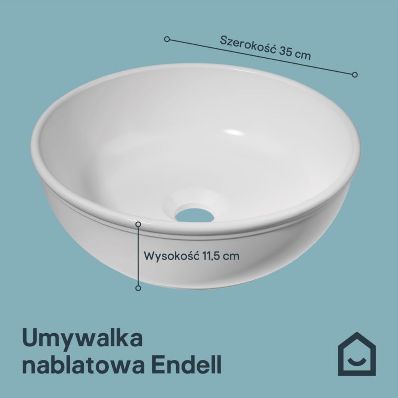Keramisk Bordhåndvask Endell 35 cm Rund Hvid