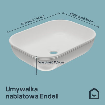 Keramisk Bordhåndvask Rektangulær 45x35 cm Hvid