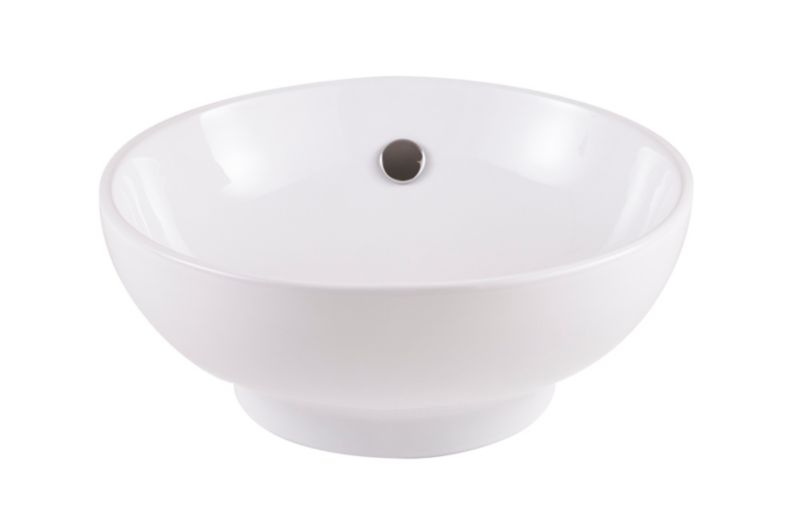 Godt valg til moderne og klassiske badeværelser: GoodHome Nura keramisk bordmonteret vask, Ø 40 cm, hvid
