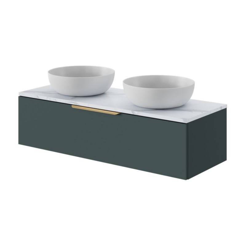 Ceramisk bordmonteret vask GoodHome Ondava 38,5 cm hvid