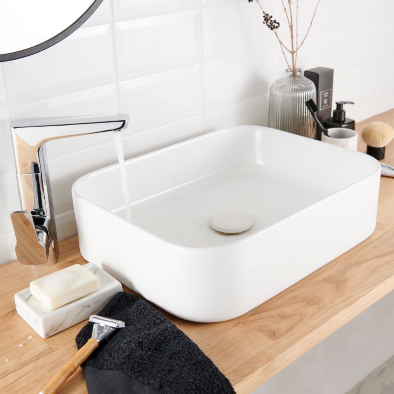 Ceramisk bordmonteret vask GoodHome Padma 39 x 39 cm hvid