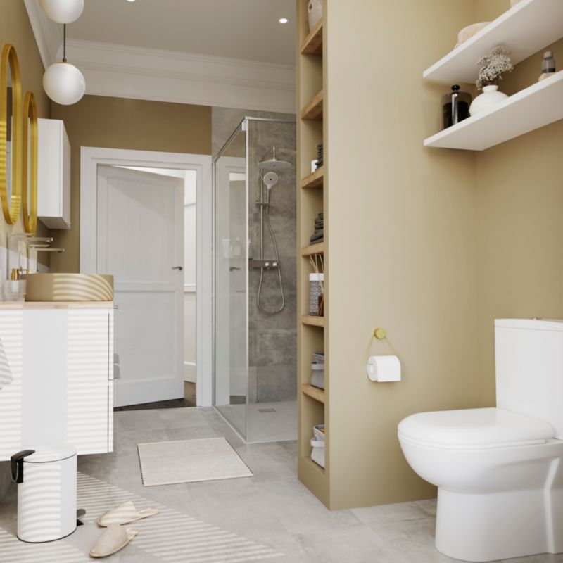 GoodHome Samal keramisk bordmonteret vask Ø 40 cm beige