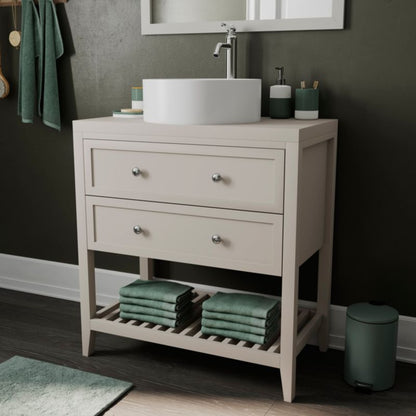 GoodHome Samal keramisk vask til bordmontage, Ø 40 cm, hvid