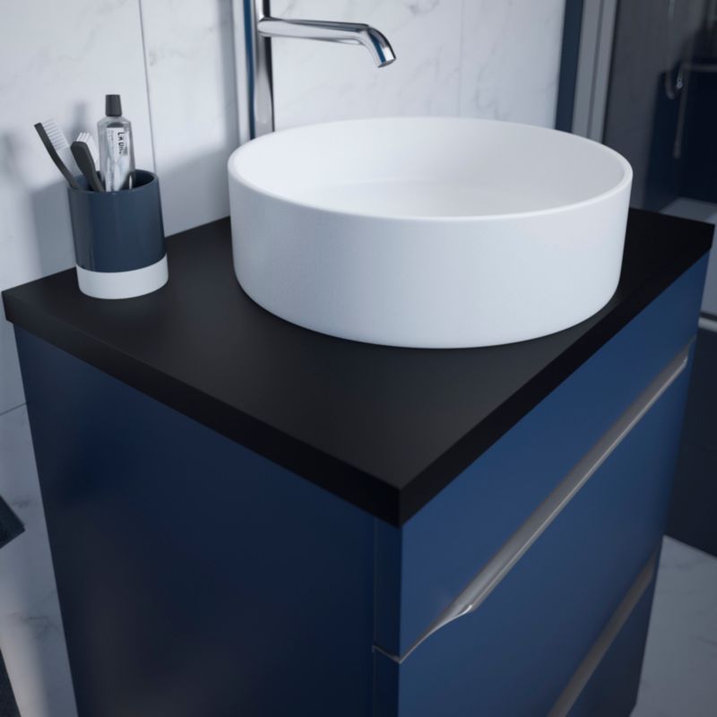 GoodHome Samal keramisk vask til bordmontage, Ø 40 cm, hvid