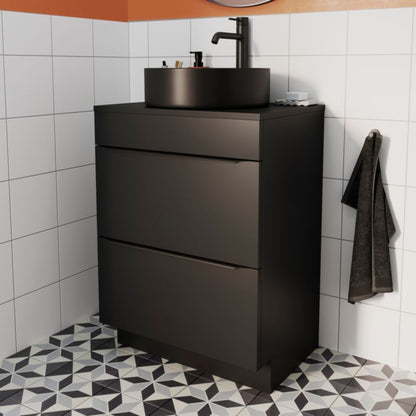 GoodHome Samal keramisk bordmonteret vask, Ø 40 cm, sort