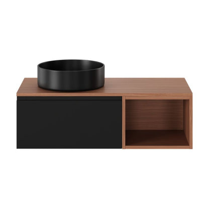 GoodHome Samal keramisk bordmonteret vask, Ø 40 cm, sort