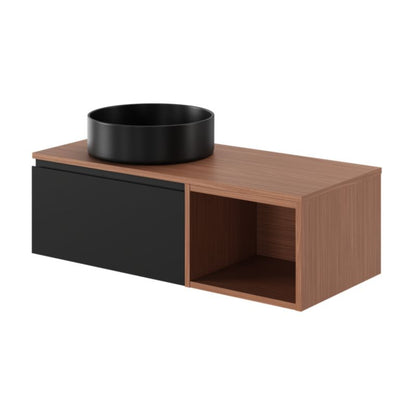 GoodHome Samal keramisk bordmonteret vask, Ø 40 cm, sort