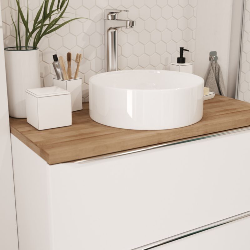 GoodHome Scalea keramisk vask til bordmontering, Ø 35 cm, hvid