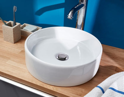 GoodHome Scalea keramisk vask til bordmontering, Ø 35 cm, hvid