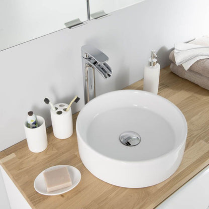 GoodHome Scalea keramisk vask til bordmontering, Ø 35 cm, hvid