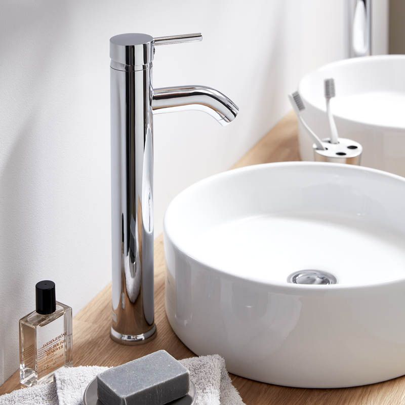 GoodHome Scalea keramisk vask til bordmontering, Ø 35 cm, hvid