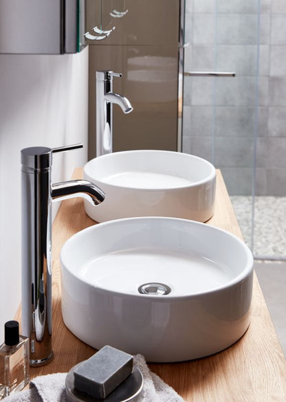 GoodHome Scalea keramisk vask til bordmontering, Ø 35 cm, hvid