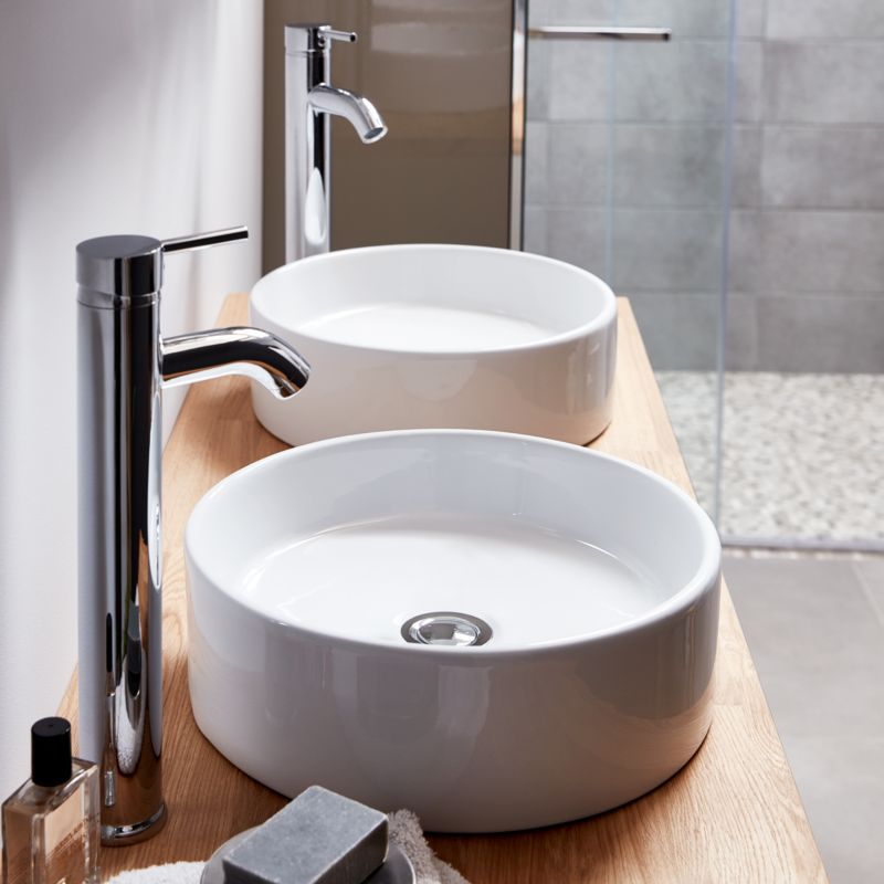 GoodHome Scalea keramisk vask til bordmontering, Ø 35 cm, hvid