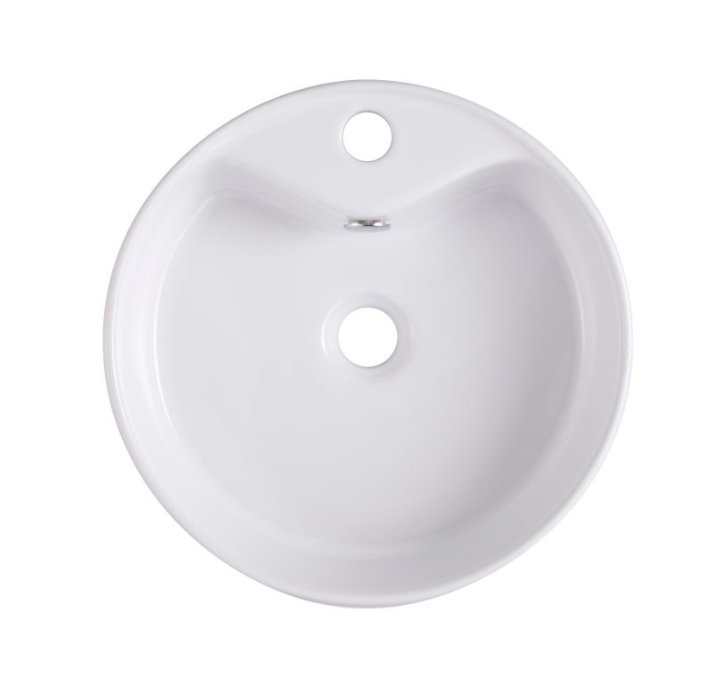GoodHome Vorma keramisk bordmonteret vask, rund, Ø 38 cm, hvid